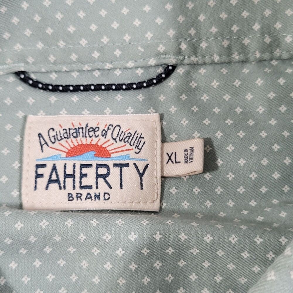 Faherty The Movement Shirt Mens XL Green Diamond Geo Performance Stretch Button - Picture 6 of 11